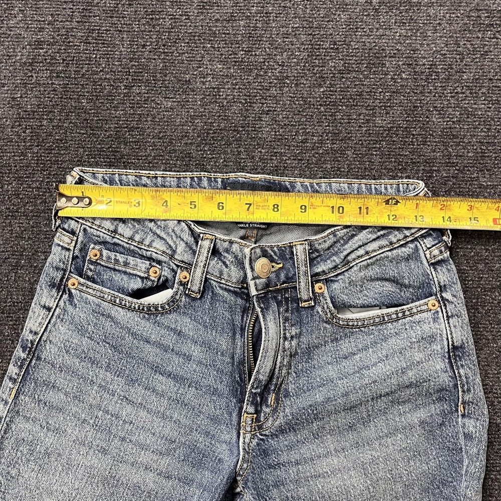 Aeropostale Mid Rise Ankle Straight Jeans Womens 0 Medium Blue Stretch Denim - Picture 7 of 11